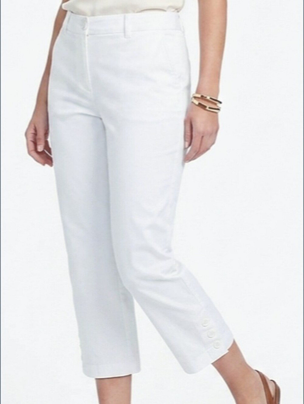 Talbots Women's Cropped Ankle Pants White 16